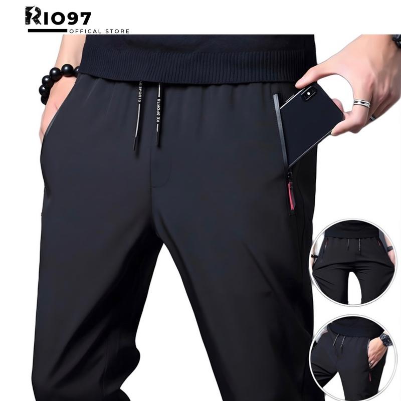 Quần Jogger Thể Thao Nam Nữ Túi Có Khoá Kéo Chất Vải Poly Co Giãn Sport Tập Thể Dục Tập Gym Thun