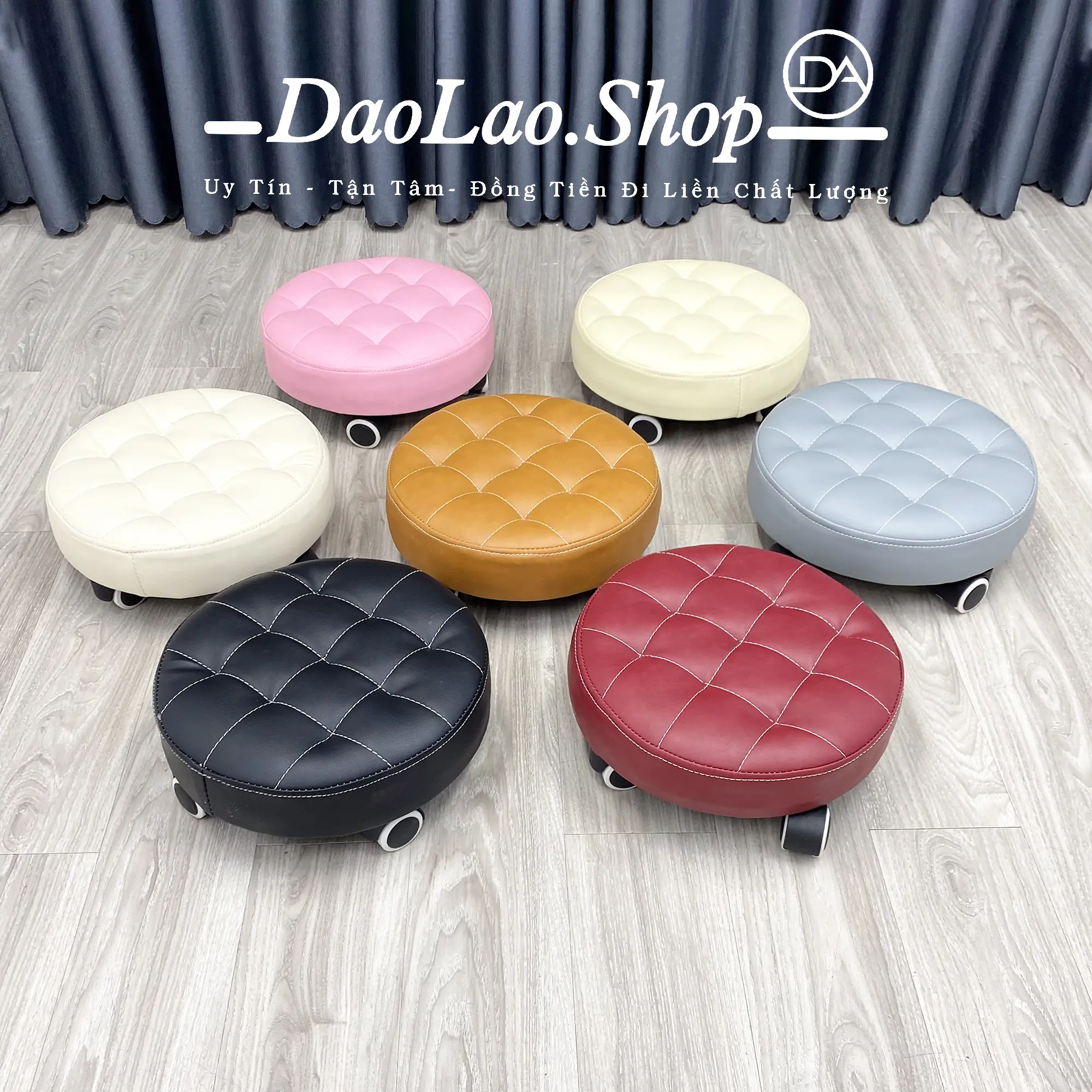 Ghế Nail, Ghế Bệt Có Bánh Xe Cao 12cm - Đệm Tròn Múi Êm Ái DLS ghế  tựa
