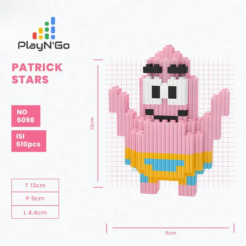 Original Nano Blocks Bricks SPONGEBOB & Friends 3D, Mainan Blok Susun, brick spongebob, Dekorasi Hiasan Karakter Animasi, hadiah Kado Anak 7