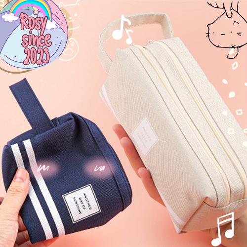 ĐỒ DÙNG HỌC TẬP Túi vải đựng bút viết đồ trang điểm thiết kế 2 dây kéo dành cho học sinh Hộp Bút Vải Canvas Siêu To Túi Viết Nhiều Màu