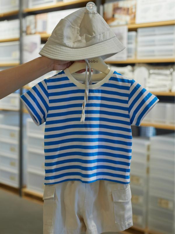Áo Phông Cộc Tay Kẻ Ngang Cotton Mềm Mại Cho Bé - Bibibobo 5