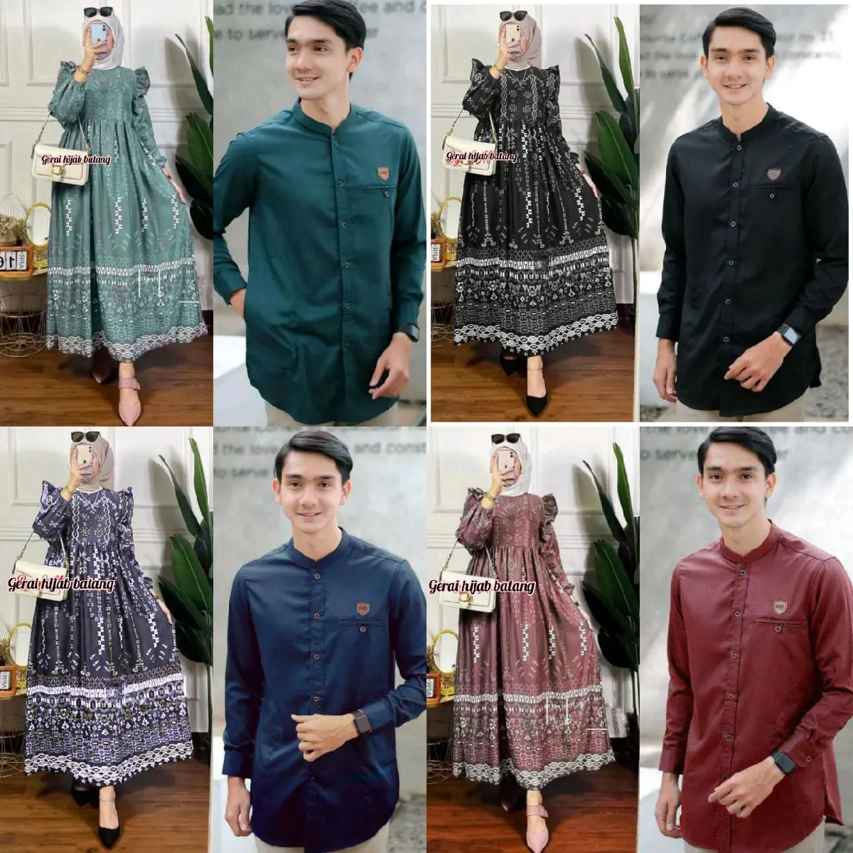 GERAI Hijab Batang-COUPLE SET PAKAIAN COUPLE MAXMARA SLIK Baju Muslim Keluarga Pasangan Gamis Wanita