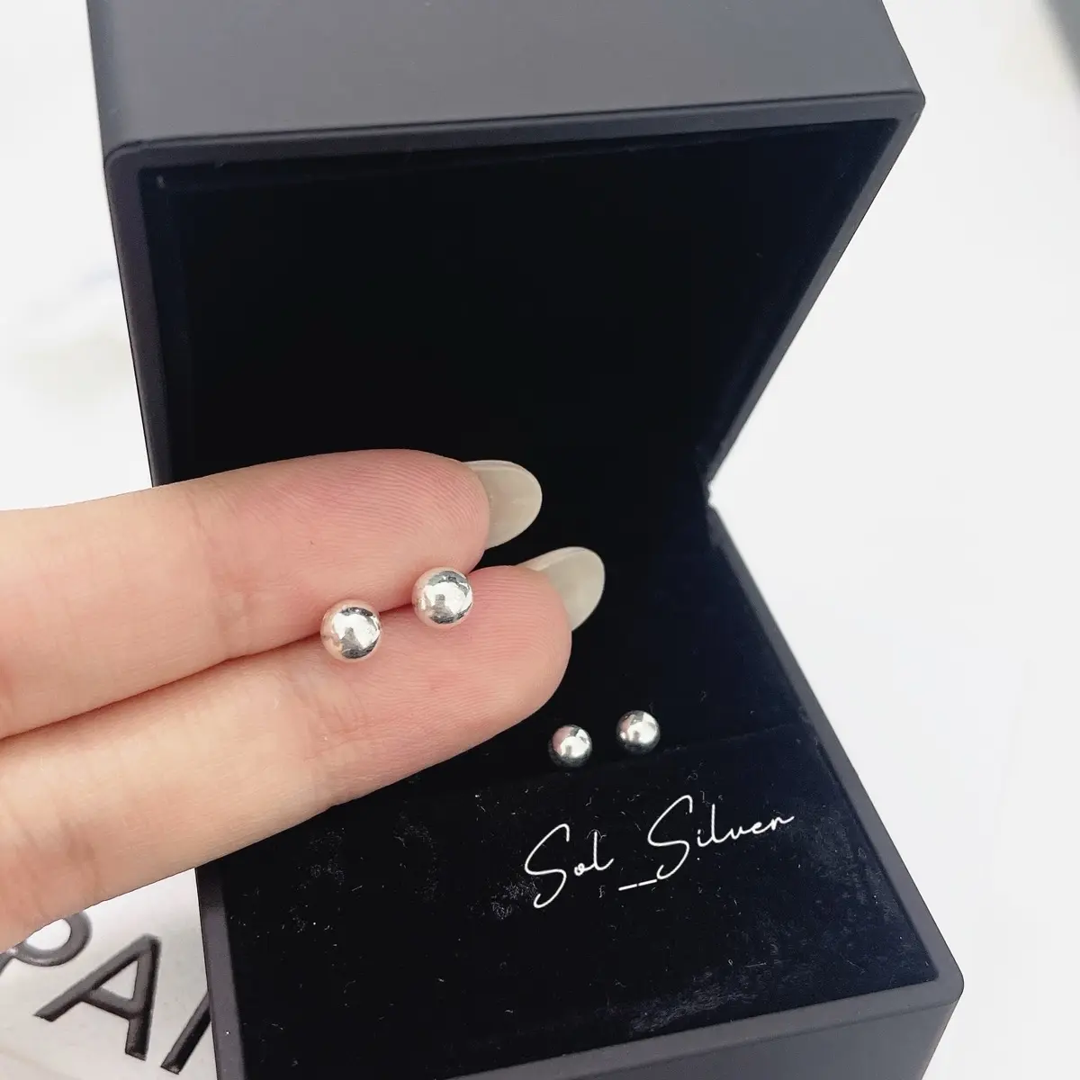 [019] Bông tai nụ bi bạc SolSilver 3mm-5mm