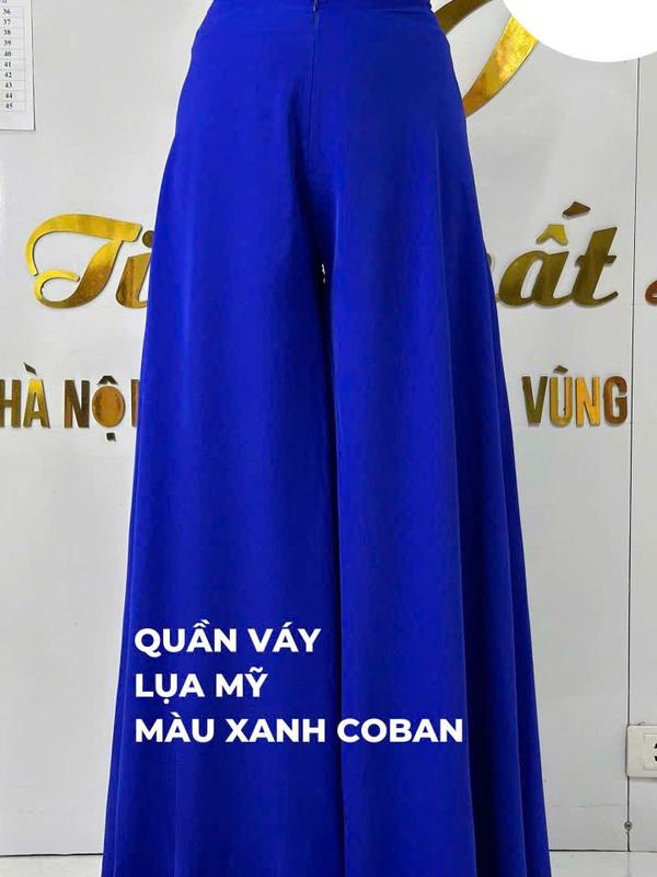 áo dài truyền thống lụa Mỹ  màu xanh coban, cổ 2 phân , trơn 3