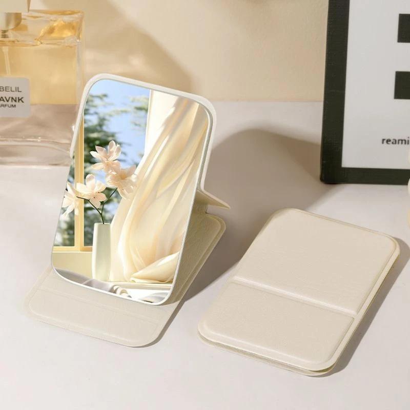  Gương soi mini cầm tay bỏ túi mặt lưng da PU siêu xᶖnh Gương gấp mini độ phân giải cao gương trang điểm 
