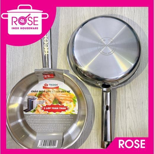 Chảo Inox 304 TICOOK 3 Đáy - Chảo đáy từ inox 304 dùng mọi loại bếp CAO CẤP XỊN XÒ