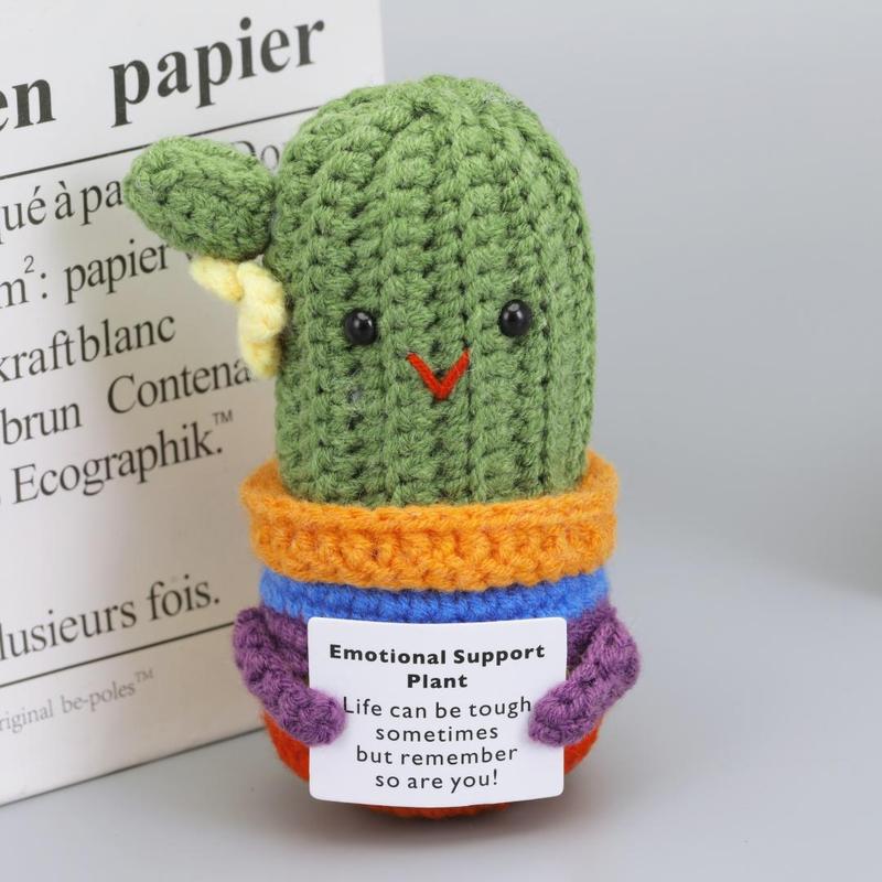 Product Introduction of Crochet Cactus Design Ornament, 1 Count Emotional Support Plant Themed Decoration, Creative Positive Home Decor for Living Room Bedroom Office 7