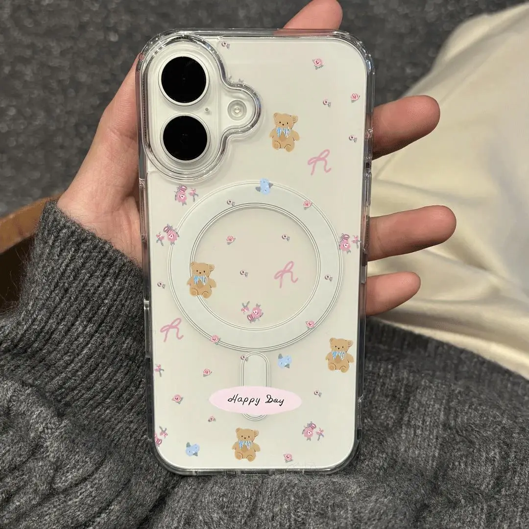 Cub hoa vỡ nơ cho iPhone 17 16 15 trường hợp 14 13 11 7 17pro 17prom trường hợp hút từ tính cá tính 16plus mới 16pro