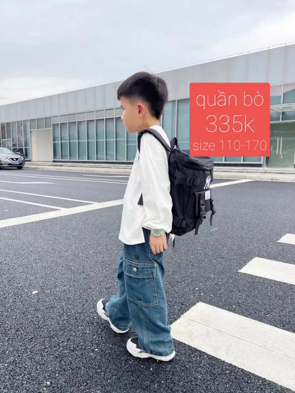 Quần jean bé trai bé gái Quần bò cho bé cá tính Quần jean trẻ em túi hộp phong cách Hàn Quốc phom rộng thụng 3 4 5 6 7 8 9 10 tuổi Bigsize 15-55kg Q088 Lipokids 7