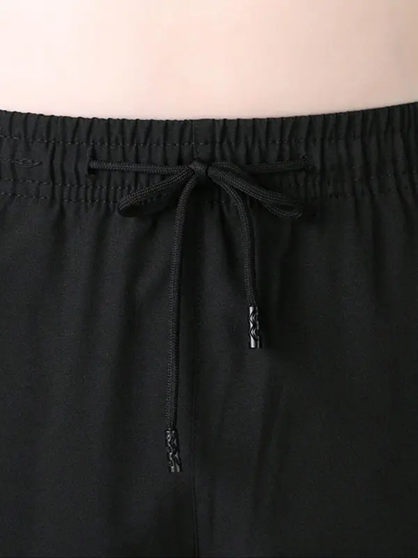 Men's Letter Print Quick Drying Capri Pants, Casual Comfy Breathable Cropped Pants for Summer, Men's Bottoms for Daily Wear 3