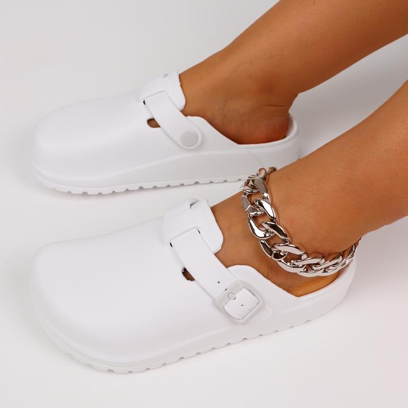 Product Introduction of Women's Solid Color EVA Clogs, Buckle Band Lightweight Soft Sole Walking Clogs, Half Versatile Daily Footwear Shoe Girl 14