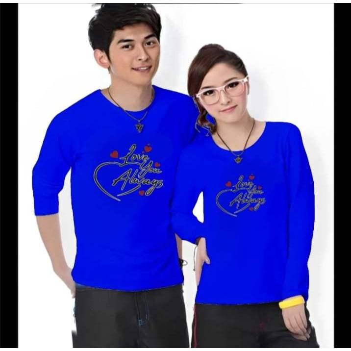 (HARGA SUDAH DAPAT 2 BAJU) Kaos Couple LOVE YOU ALWAYS Lengan Panjang Bahan Katun Soft Sablon Printing Digital DTF Distro Cewek cowok Pasangan Oblong Dewasa Lembut Wanita 4