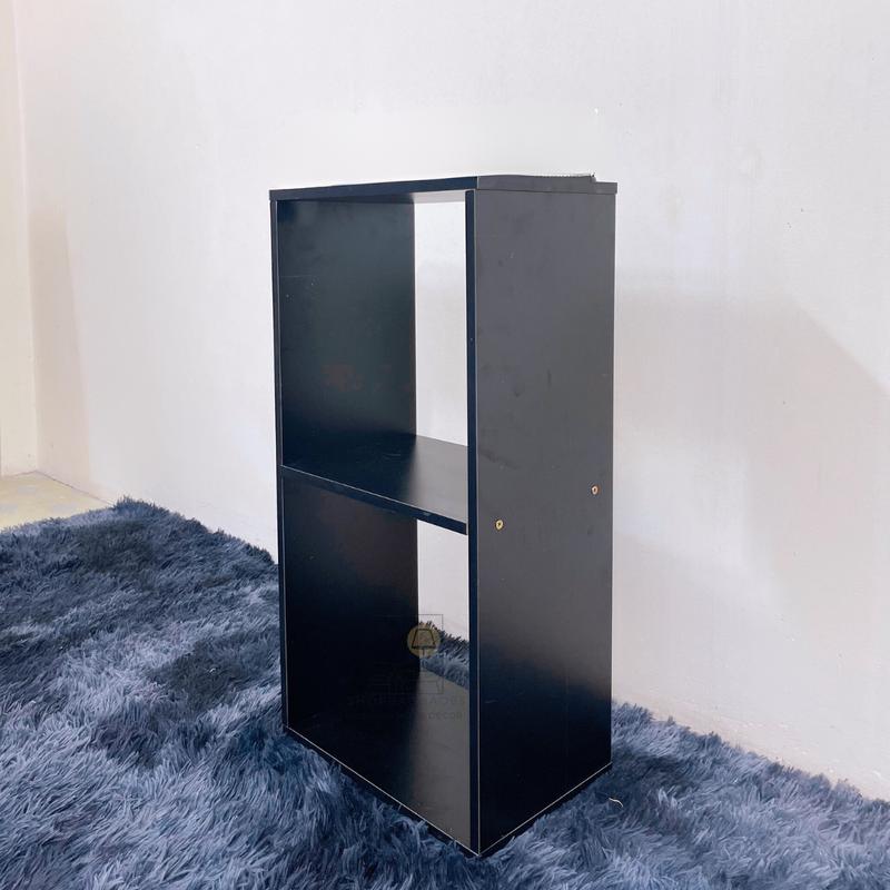 Kệ gỗ tổ ong 2 tầng màu đen chất liệu MDF chống ẩm hiện đại