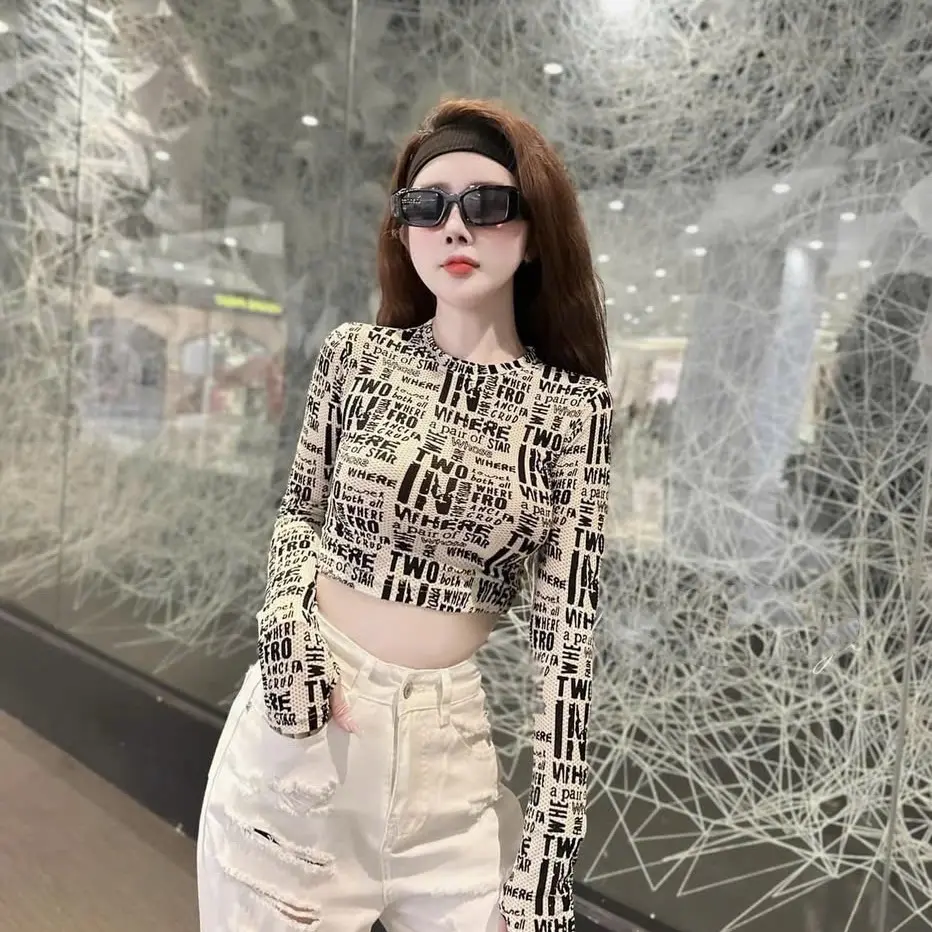 Áo thun lưới xốp in chữ chất mềm siêu co giãn _ Hàng loại 1 Nữ