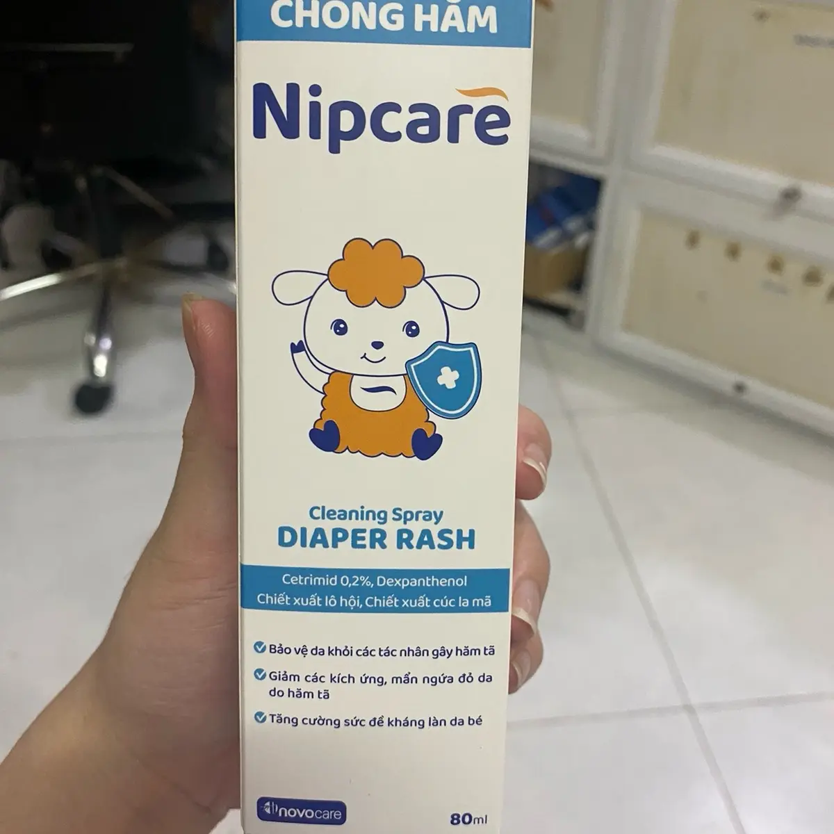￼Xịt vệ sinh, chống hăm Nipcare Novocare 80ml - vệ sinh tã bỉm, giảm mẩn ngứa, bảo vệ da bé, không cần rửa lại với nước