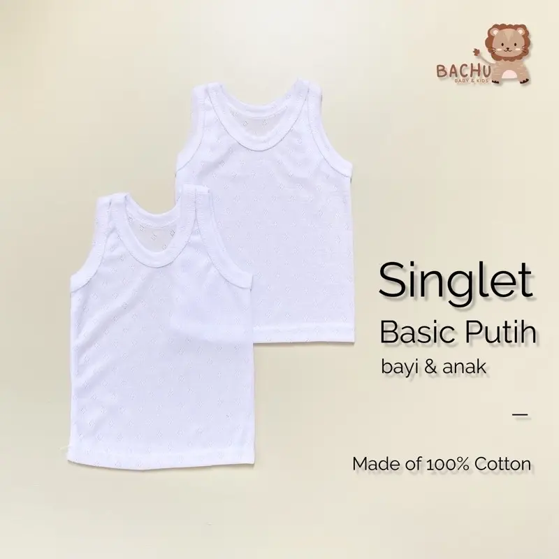 3 Pcs Singlet Kaos dalam Anak Bayi Kutang Polos Putih 0