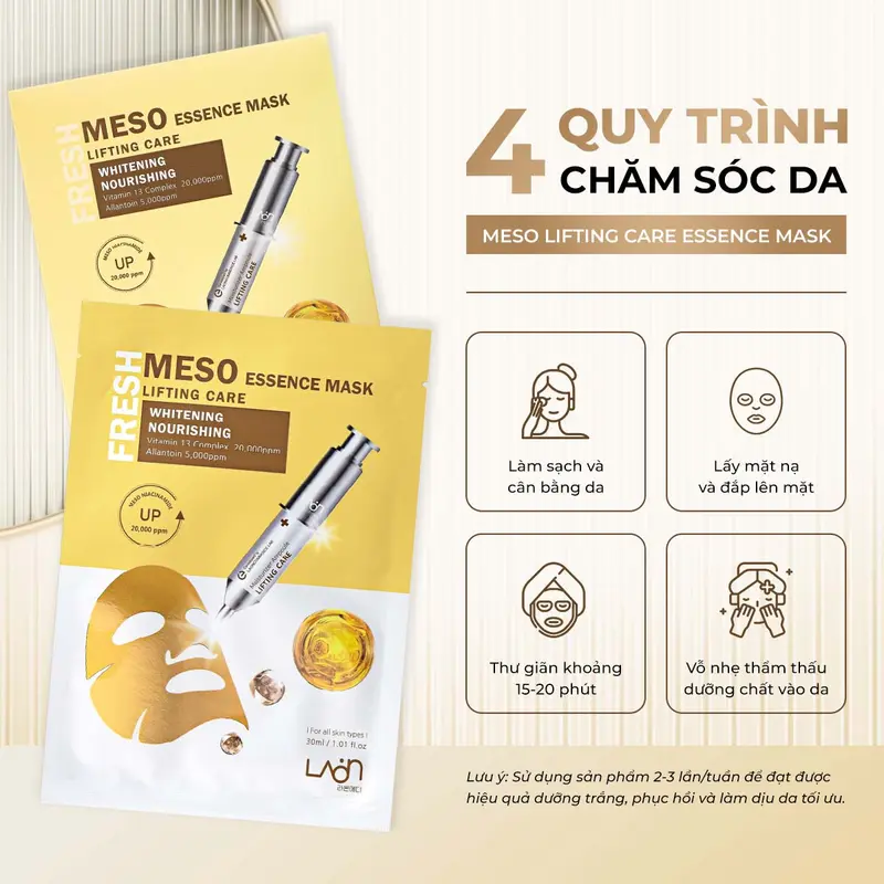 Mặt Nạ Vàng hỗ trợ săn chắc da, nâng cơ và dưỡng ẩm dịu nhẹ Laonmedi Meso Lifting Care 30ml (10 miếng) Skincare Cosmetics  VKM Hàn Quốc 6