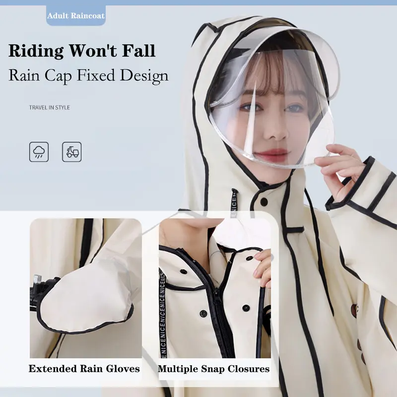 Long Raincoat, Fashionable Raincoat with Reflective Stripe Design, Portable Waterproof Raincoat for Electric Bike Riding, Outdoor Essentials 2