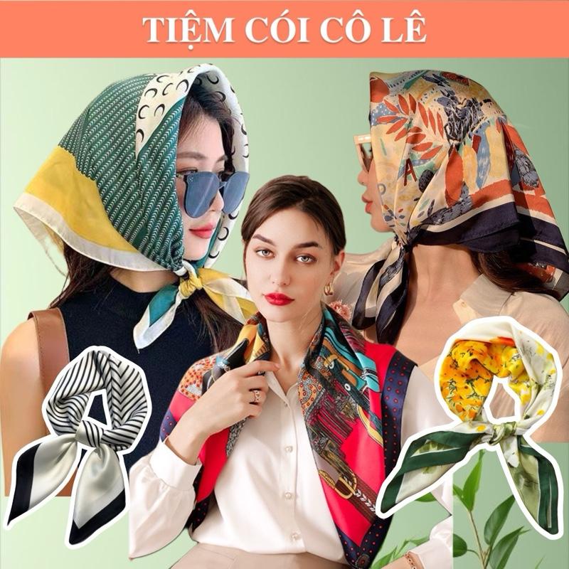 Khăn lụa vuông đa năng cao cấp Bandana cho nàng tha hồ biến tấu size 70.70-Tiệm Cói Cô Lê