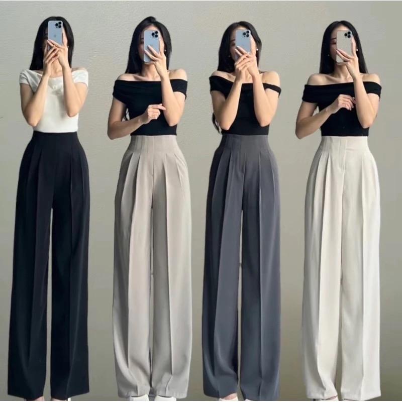 QUẦN SUÔNG CẠP LIỀN KHOÁ SƯỜN - VẢI TRƯỢT MỀM MỊN RŨ DÀI 101-103cm Nữ