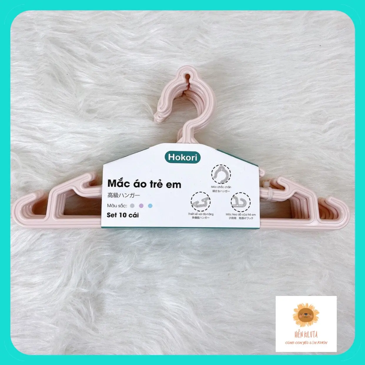 Sét 10 móc nhựa quần áo trẻ em bền đẹp / Móc Quần Áo Trẻ Em Nhựa Nguyên Sinh-Hiên Kiluta