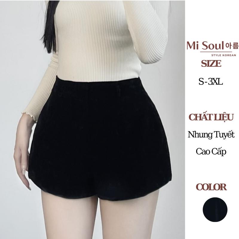 Quần Short Nhung Cạp Cao Nữ BigSize (<80kg) Misoul, Quần Đùi Nhung 2 Lớp Cạp Cao Vải Dày Dặn 113 - 473 Women Ong Pants Lưng Cao