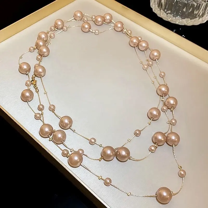 Ori Gold _02 Dây chuyền choker đính ngọ c nhiều hạt dáng dài phong cách hàn quốc (015) 2