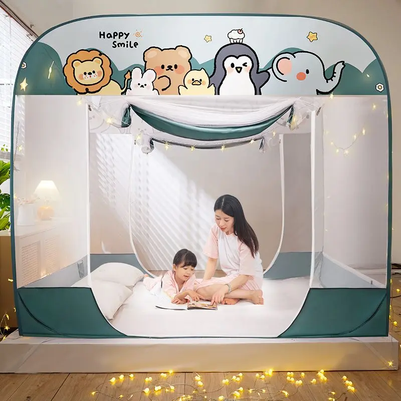 [1104 People Collected] Mongolian Yurt Mosquito Net Three-Door No-Installation Home Bedroom New Mosquito Net Anti-Fall 2023 New Large Top Princess Style