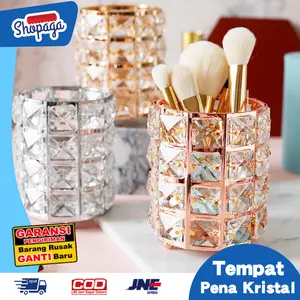 Tempat Kuas Makeup Kristal Brush Holder Crystal  Brush Storage  Tempat Pena Crystal Glass Pen Ho