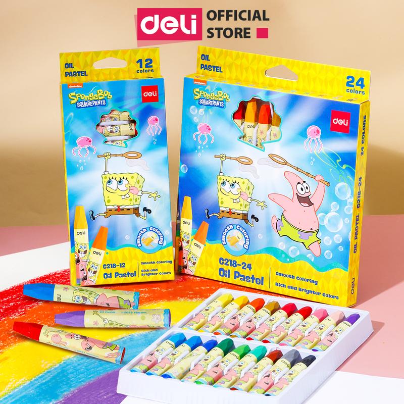 Bút Màu Sáp Dầu Bọt Biển Dễ Thương Deli - 12 18 24 Màu Tươi Sáng An Toàn Siêu Mịn Học Sinh Tô Màu Vẽ Tranh Mỹ Thuật Gía rẻ