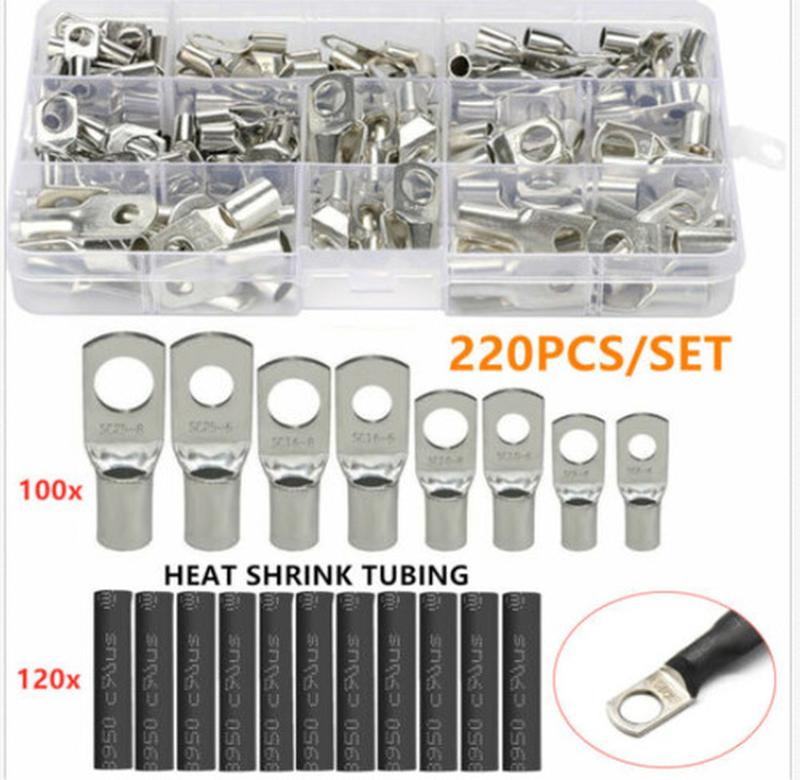 Product Introduction of 220Pcs SC Bare Ring Terminals Lug Ring Tinned Copper Tube Lug Seal Battery Wire Connectors Bare Cable Crimp Soldered 38