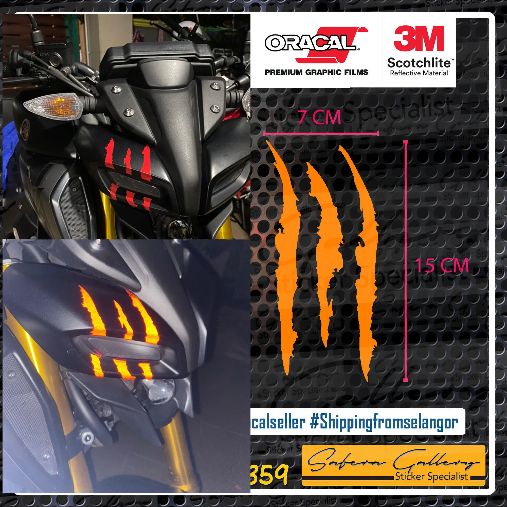 CLAW MARK RAPTOR STICKER KERETA MOTOR Accessories Motorcycle Automotive