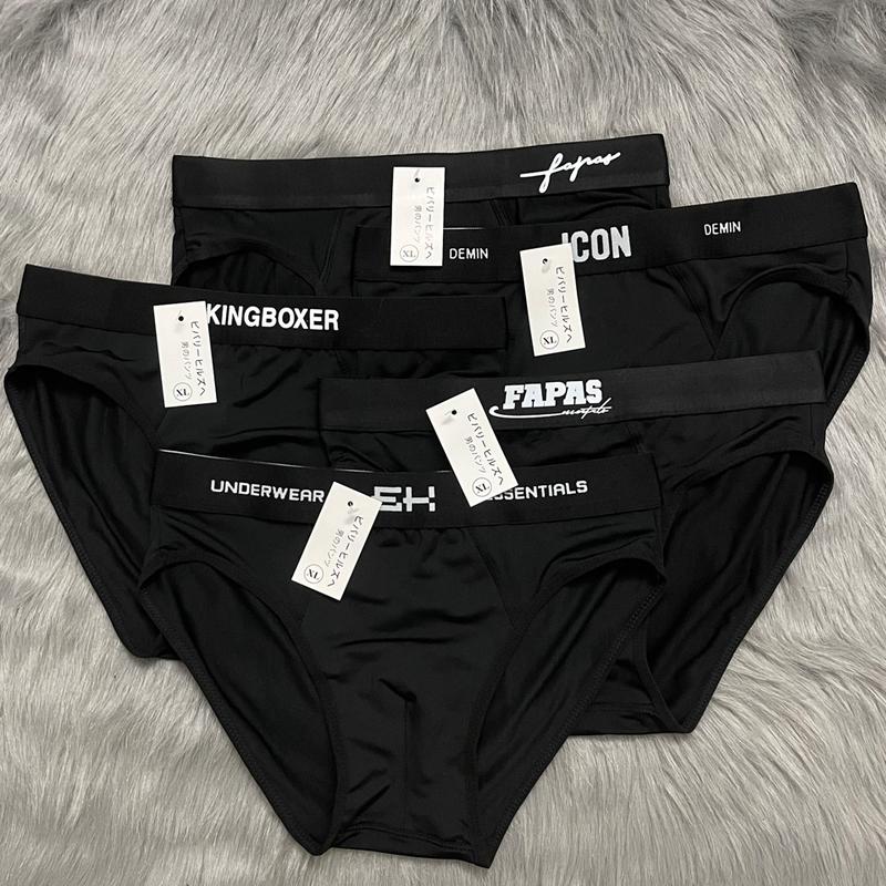 [ Hàng Loại 1 ] Set 5 quần sịp TAM GIÁC Full đen mix nhiều hãng, chất liệu thun lạnh co dãn 4 chiều, thông hơi thoáng khí Menswear Quần Boxer Nam