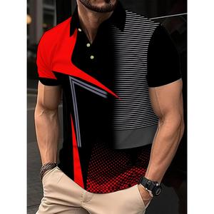 ลายทางเรขาคณิต เสื้อเชิ้ตผู้ชาย เสื้อกอล์ฟกลางแจ้ง โพลีเอสเตอร์ น้ำหนักเบา ระบายอากาศได้ดี