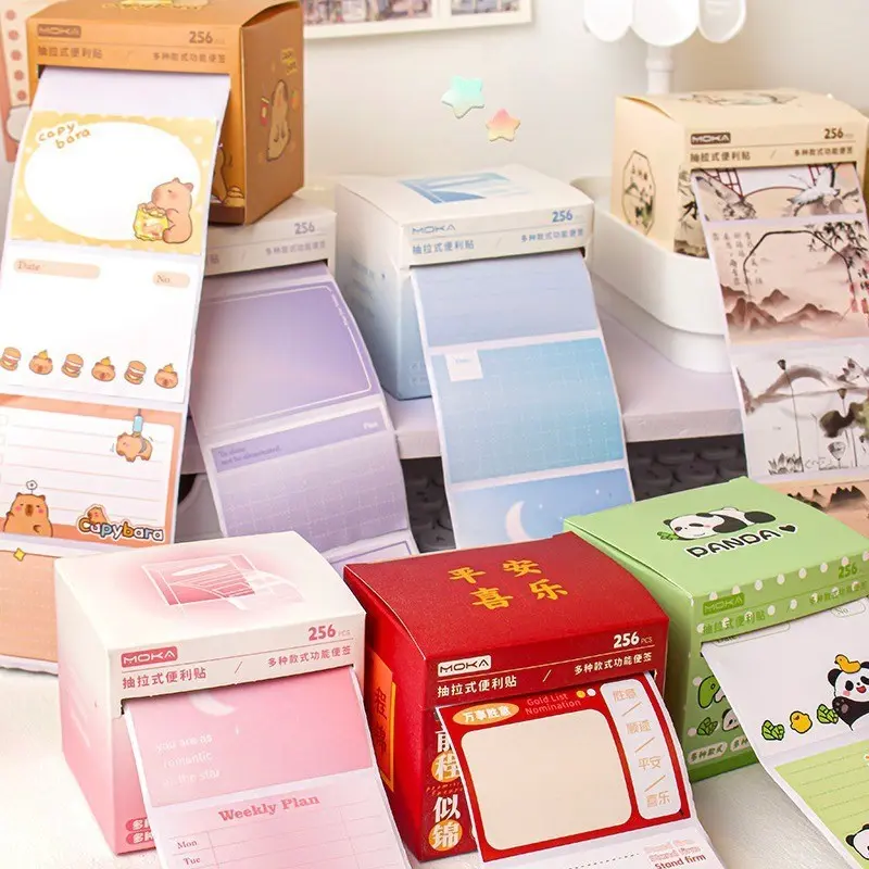 256 Sheets Pull Out Sticky Notes Roll Tape Memo Pads Full Adhesive ...
