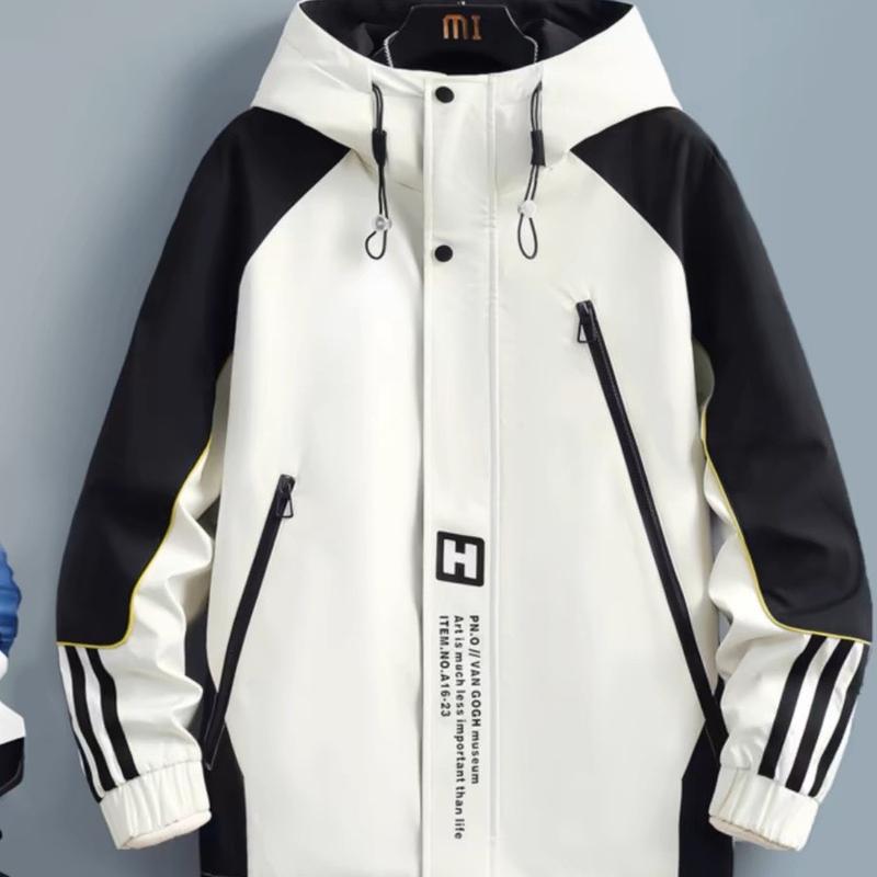  Áo Khoác Dù Nam Nữ 2 Lớp Có Nón Phong Cách Hàn Quốc Che Nắng  Có túi trong  Menswear Jacket Trắng Có dây kéo trước grey  jacket Dài Tay Kem 