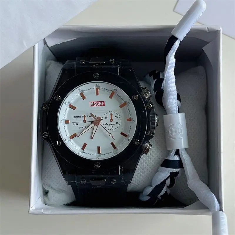 Fashionable High-end Men's WatchTransparent Frame Black and White Panda Youth Millennium Style Watch Men and Women Same Luxury Temperament Student Couple Good-looking