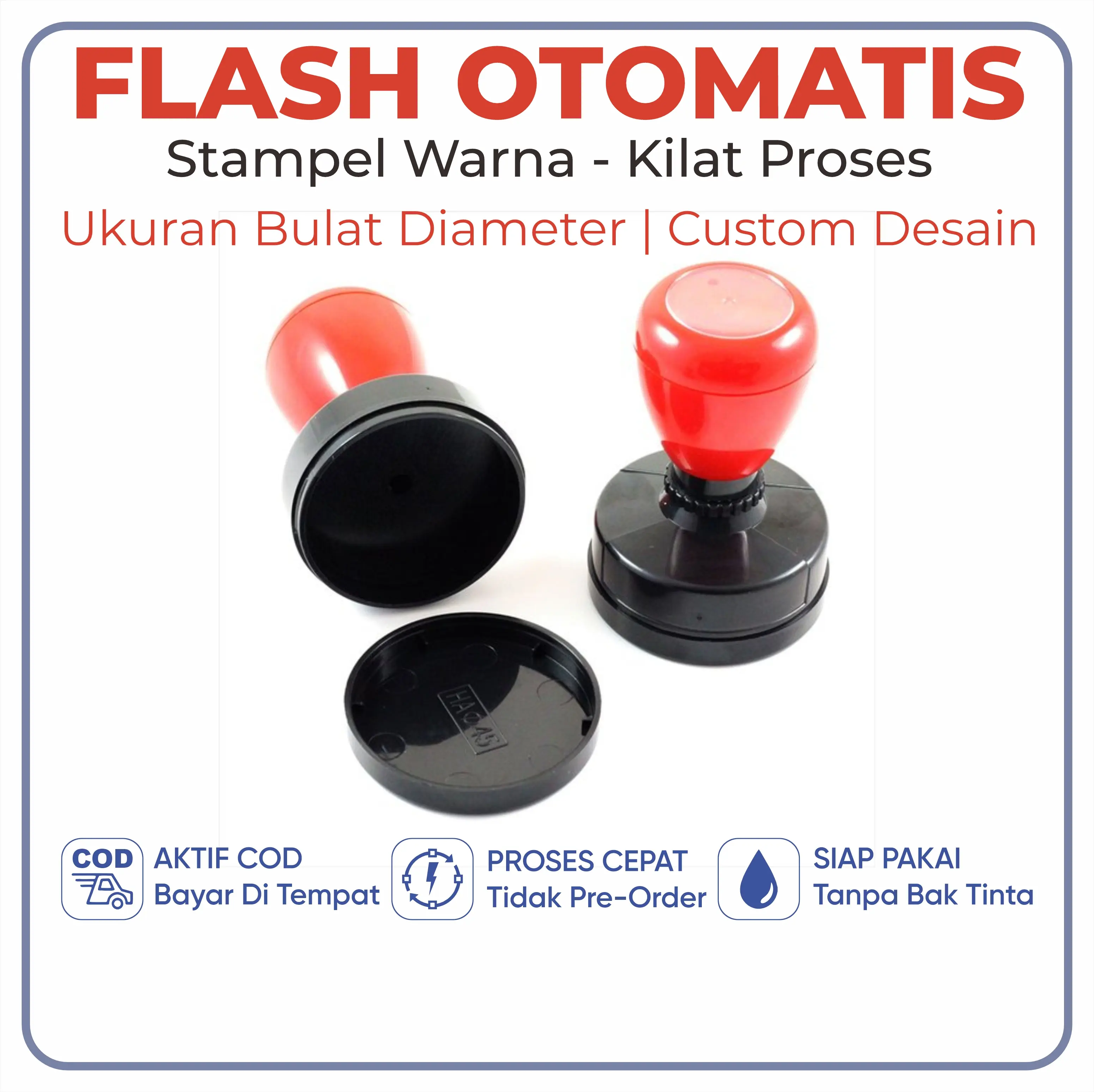 STEMPEL FLASH [KILAT CUSTOM] BULAT STEMPEL WARNA 2 HARGA TETAP | STEMPEL KILAT