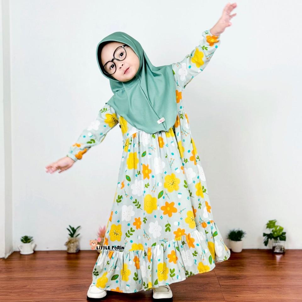 Little Porin - Syakila Gamis Set Hijab Anak 1 - 12 Tahun Katun Rayon Little Porin - Syakila Gamis Set Hijab Anak 1 - 12 Tahun Katun Rayon