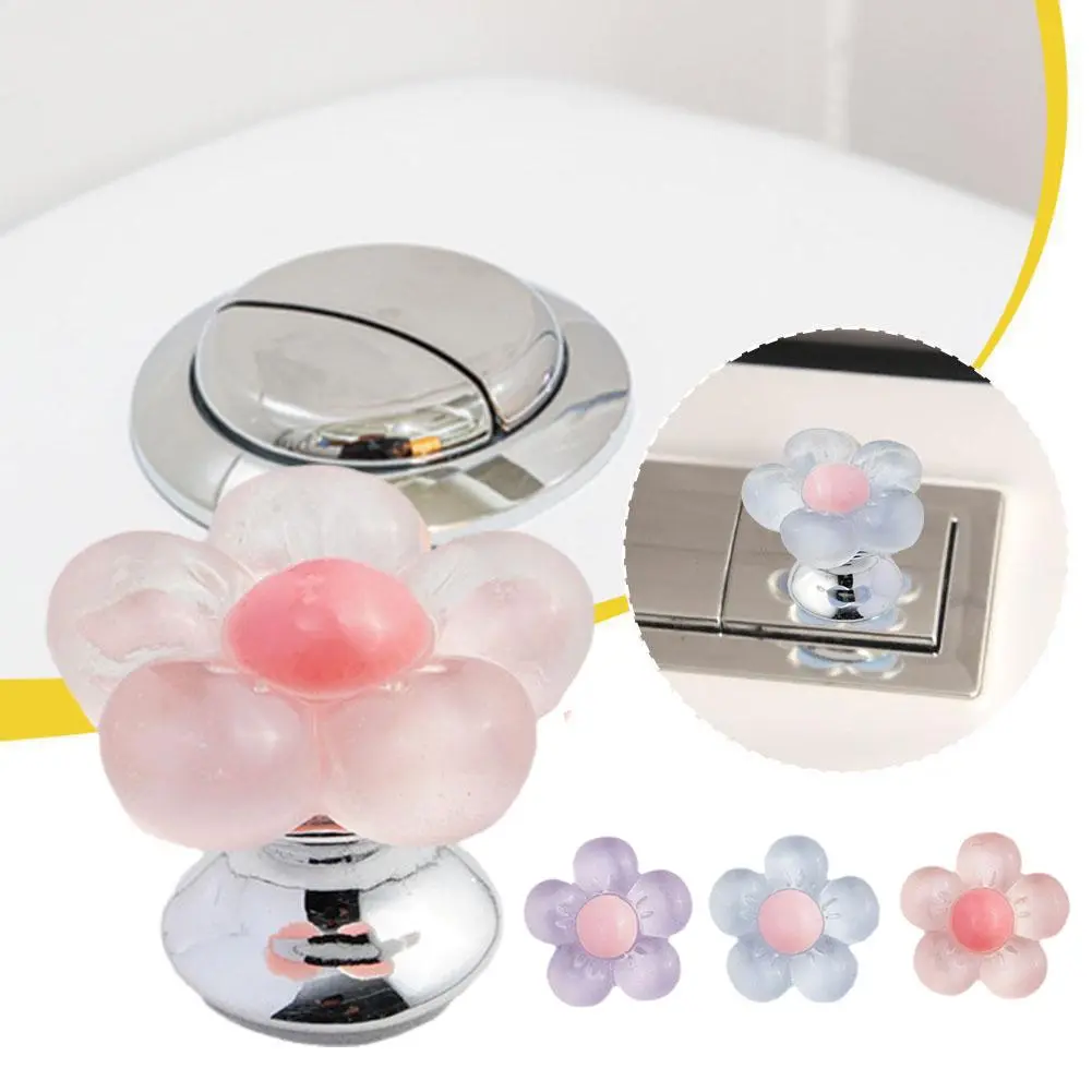 Toilet Press Button Flower Shape Accessories Long Nail Universal Extend To Flush Special Switch