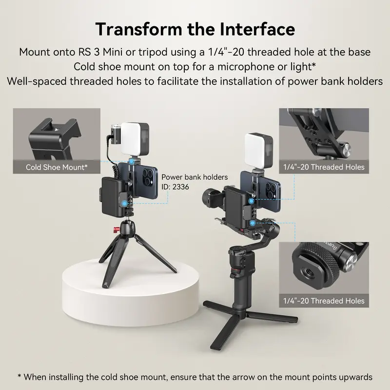 SMALLRIG Universal Phone Tripod Mount, Metal Cell Phone Mount with Cold Shoe Mount and M4 Screws for DJI Stabilizers, Free Adjustment Phone Mount Adapter for iphone16 Pro/MAX, for Samsung Galaxy - 4301 Smartphone Accessories 6