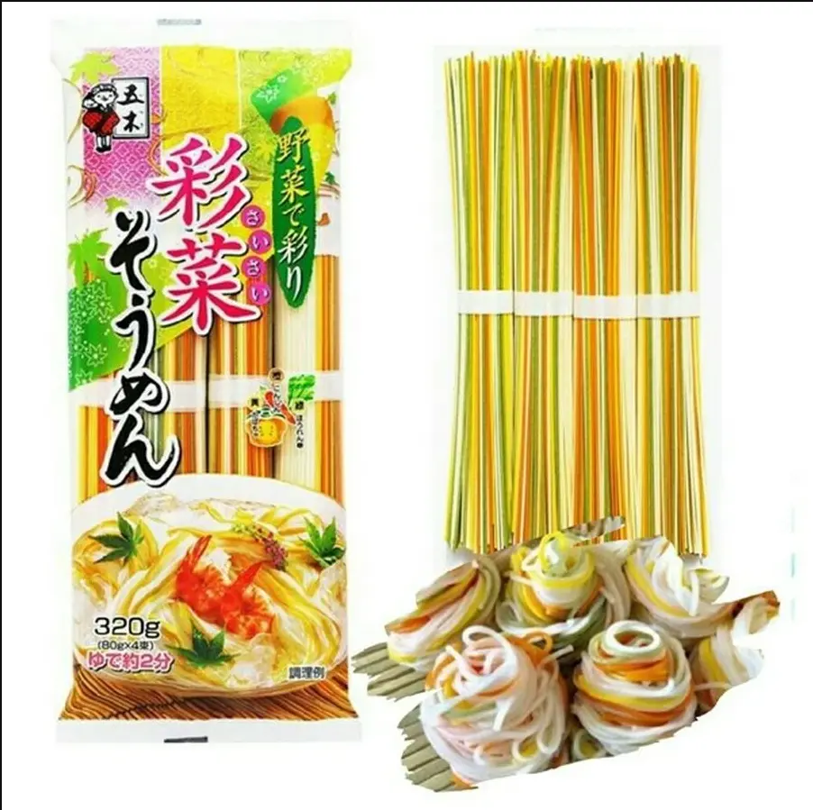 MÌ ăn dặm Somen ngũ sắc rau  - Nội địa Nhật -80gx4 túi=320g