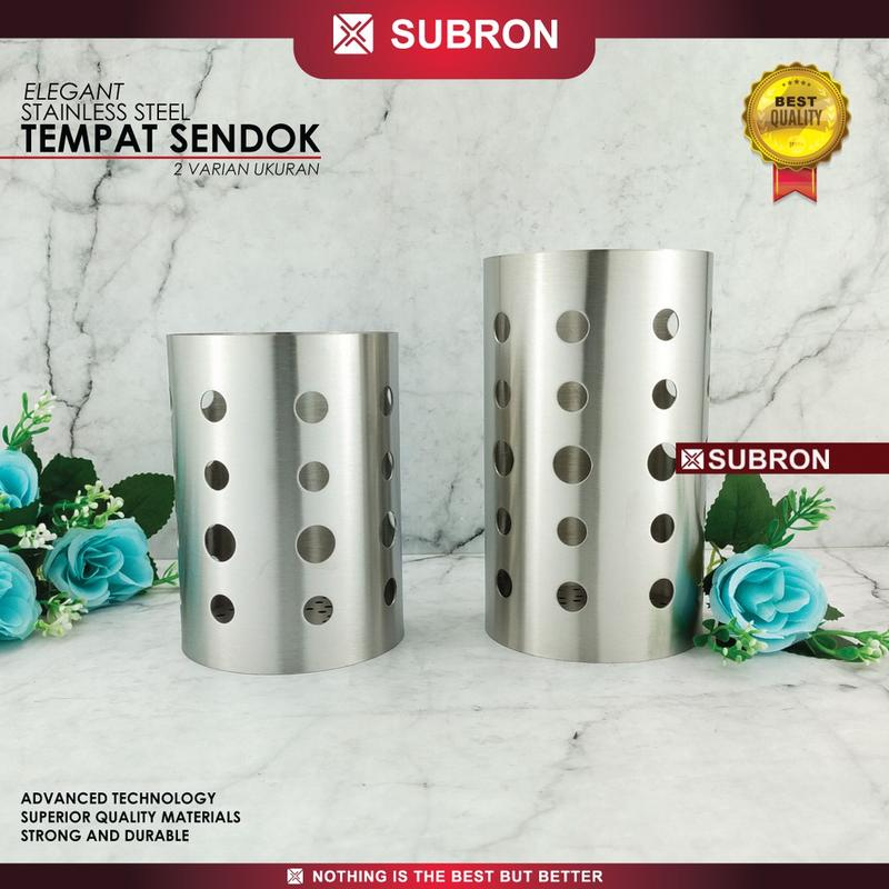 SUBRON SUS 304 Tempat Sumpit Sendok Garpu Sedotan Stainless Steel Tebal Bulat Kitchenware 2