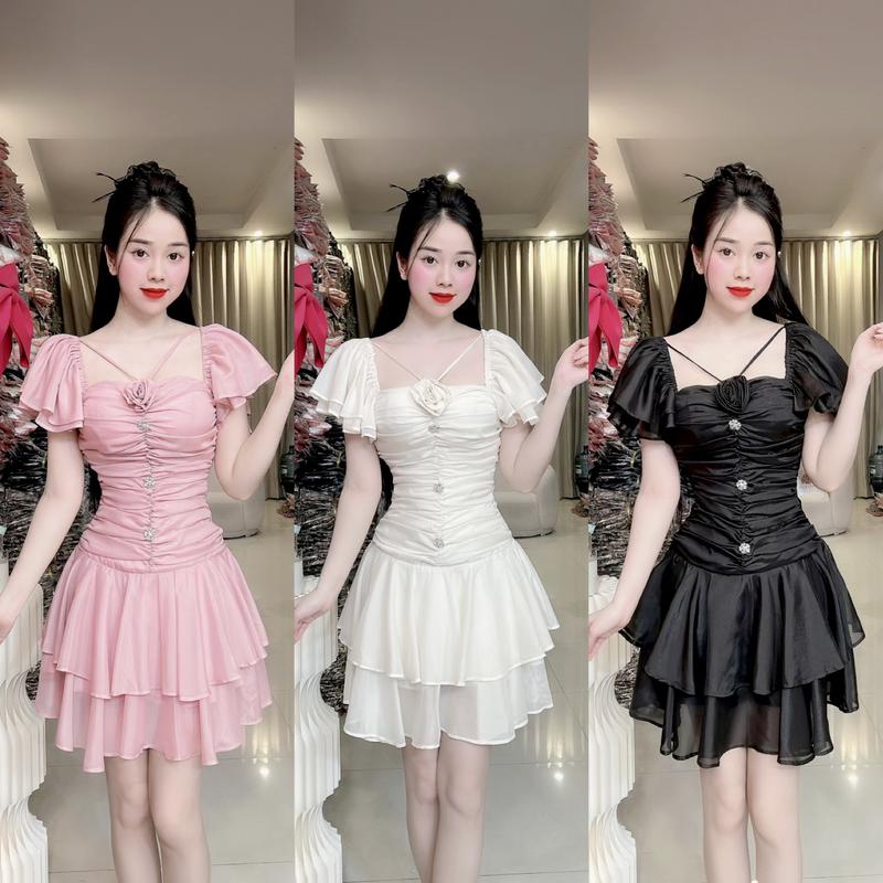 S59 Đầm thiết kế form xoè tầng cổ yếm cách điệu đầm đi dự đám cưới váy đi tiệc đi làm đi chơi đều đẹp by Thương Lê S59