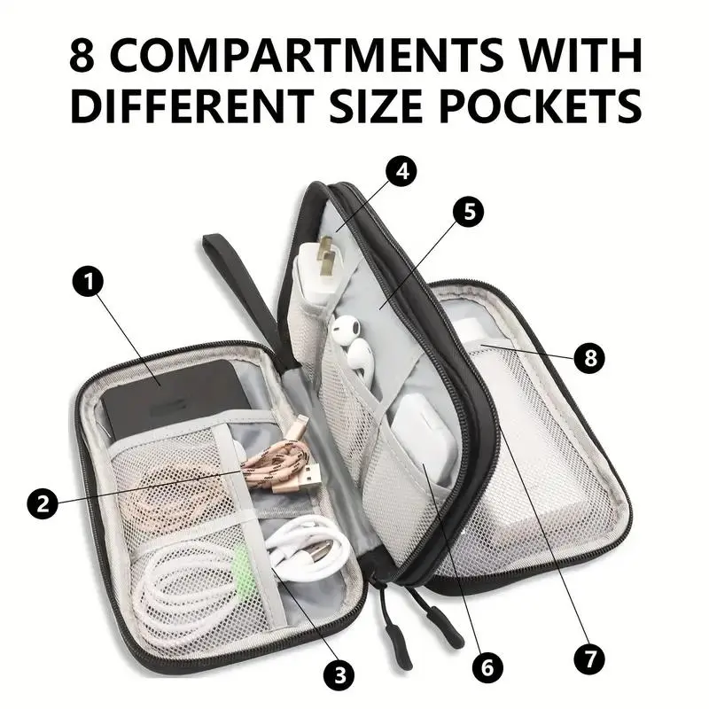 Multi-grid Travel Storage Bag, 1 Count Waterproof Electronic Product & Accessories Storage Bag, Durable Storage Organizer for Travel Office 2