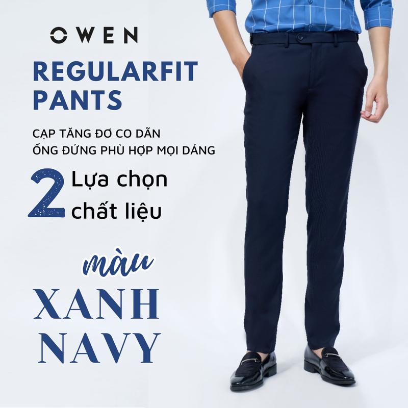OWEN - Quần âu nam màu XANH ĐEN dáng REGULARFIT cạp tăng đơ co dãn 232457 Menswear Pants quana unam