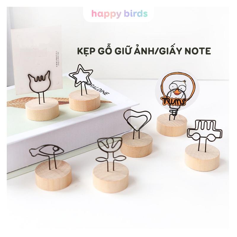 Kẹp gỗ kẹp ảnh nhôm thân gỗ kẹp giữ ảnh giấy note và thẻ uốn hình bóng đèn hoa ngôi sao thân thiện với môi trường
