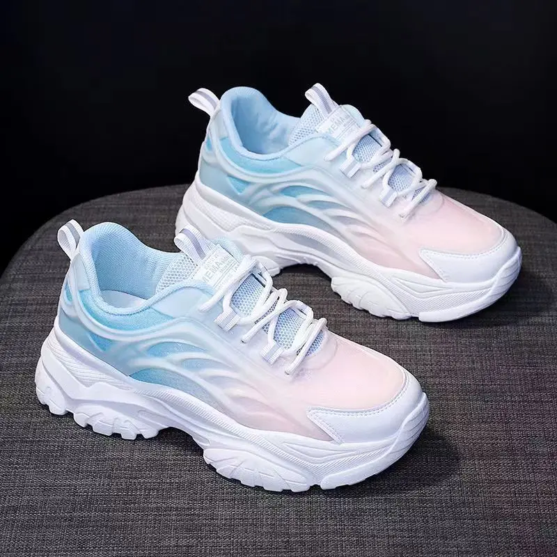 Clunky Sneakers for Women 2024 Spring and Autumn New Ins Korean Style Breathable Platform Thin Sneakers Women's Trendy Student Casual Shoes