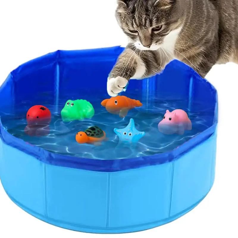 Product Introduction of Cat Pool Toy Play Water Puppy Dog Cat Bath Pool Tub Toys Turtle Starfish Octopus Summer Cool Foldable Pet Cleaning Water Basin 40