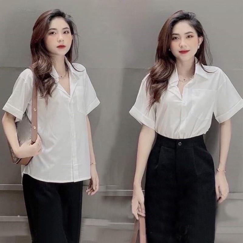 Áo sơ mi bigsize nữ một túi chất vải lụa chéo mịn mát Đậu bigsize Women Shirt -Mã SM1T